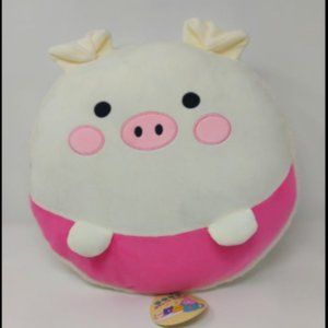 Round White Pig Macaron Plushie 14" (NWT)